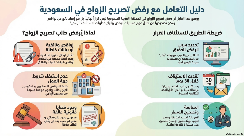 أسباب رفض تصريح الزواج في السعودية وكيفية الاستئناف