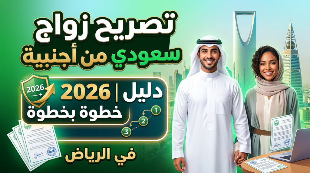 استخراج تصريح زواج سعودي من أجنبية في الرياض 2026.